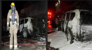 إحتراق 6 سيارات وشاحنة في كراجات الشويخ