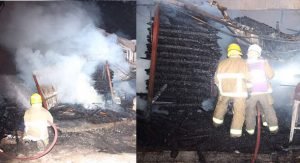 إصابة رجلي إطفاء في حريق هائل بمنجرة في الشويخ