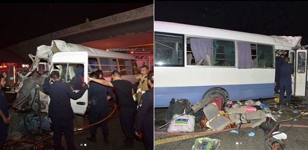 وفاة شخصين وإصابة 7 آخرين في حادث مروع بين حافلة وخلاطة أسمنت